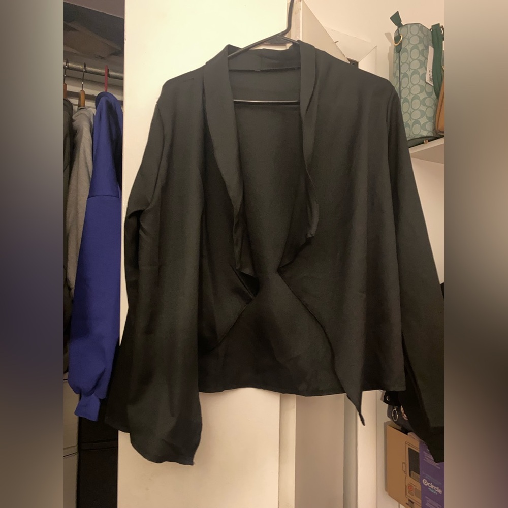 Black Open Front Blazer